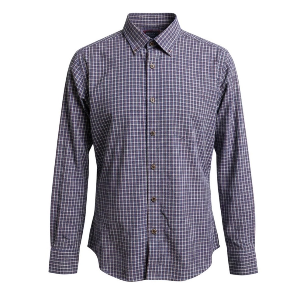 UNTUCKit Fabiano WF Shirt Mens Med Blue Plaid Slim Fit Wrinkle Free Button Down
